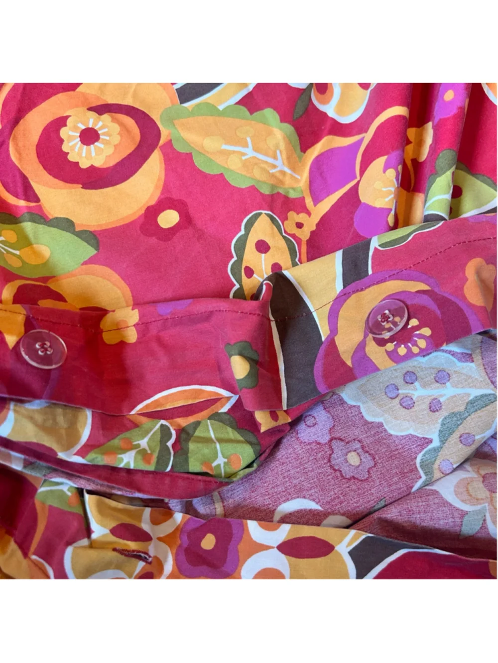 Pottery Barn King Floral Retro Duvet Cover with 2 Shams Reversible Dopamine